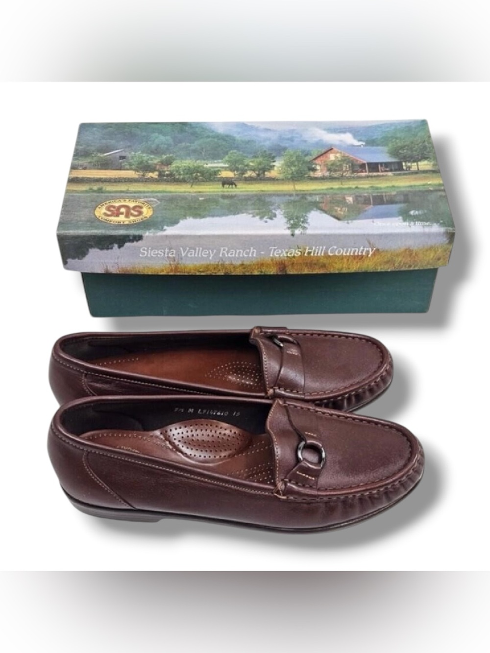 SAS Women's Brown Leather Slip-On Mules with Bit Detail